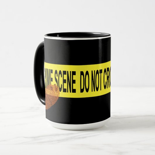 Verbrechen-Szenen-Band mit der blutigen Tasse (Vorderseite Links)