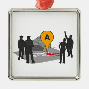Verbrechen-Szenen-Karte mit Polizei-und Silbernes Ornament