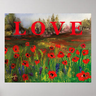 Verbreite die Liebe, wunderschöne Liebe der Mohnbl Poster