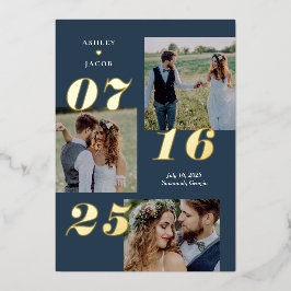 Verbreite Freude ECHTE FOLIE Save The Date Karte