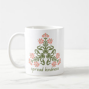 Verbreite Freundlichkeit Retro rosa Blumen inspiri Kaffeetasse