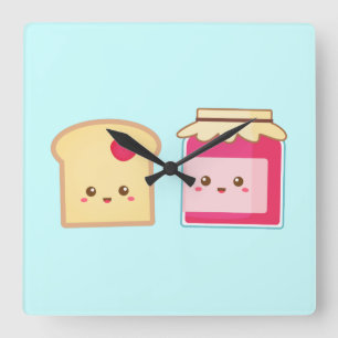 Verbreite Liebe mit Cute Toast and Jam Quadratische Wanduhr