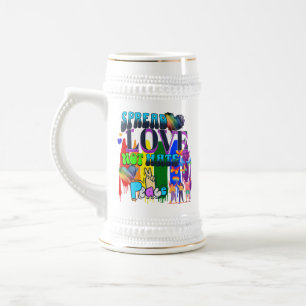 Verbreite Liebe, nicht Hass LGBTQI+ Pride Bierglas