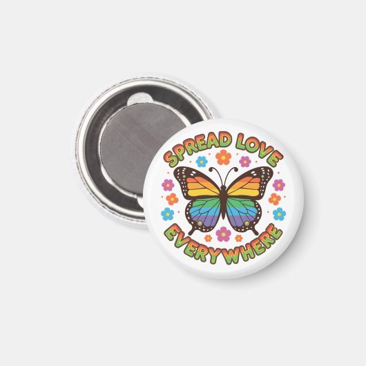 Verbreite Liebe überall – Regenbogen-Schmetterling Magnet (Vorderseite/Rückseite)