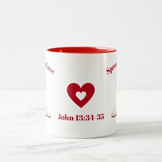 Verbreiten der Liebe Zweifarbige Tasse (Mittel)
