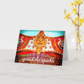 Verbreiten des Vintagen Carousel-Fotos für Sparkle Karte (Gelbe Blume)