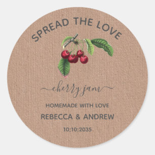 Verbreiten Sie die Liebe Cherry Jam Kraftpapier Fa Runder Aufkleber