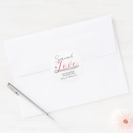 Verbreiten Sie die Liebe Minimal Script Wedding Cl Runder Aufkleber (Umschlag)