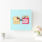 Verbreiten Sie die Liebe mit Niedlich Toast und Ja Quadratische Wanduhr (Zuhause)
