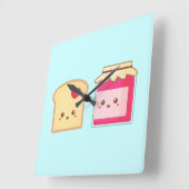 Verbreiten Sie die Liebe mit Niedlich Toast und Ja Quadratische Wanduhr (Winkel)