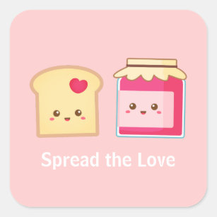 Verbreiten Sie die Liebe mit niedlichem Toast und Quadratischer Aufkleber