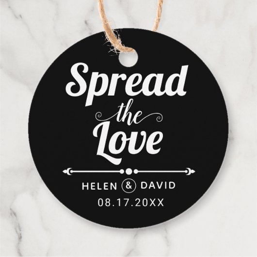 Verbreiten Sie die Liebe schwarz-weiß Typografie H Geschenkanhänger (Rückseite)