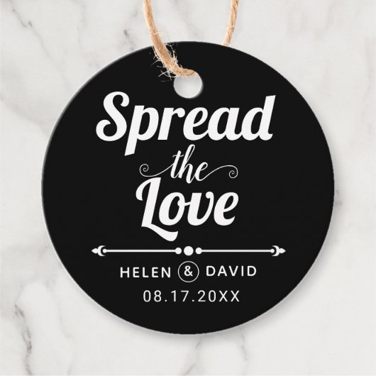 Verbreiten Sie die Liebe schwarz-weiß Typografie H Geschenkanhänger (Vorderseite)