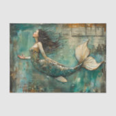 VERBREITETES MERMAID MIXED MEDIA DECOUPAGE SEIDENPAPIER (Vorderseite)