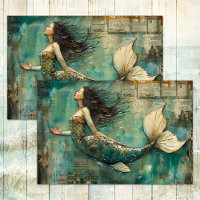 VERBREITETES MERMAID MIXED MEDIA DECOUPAGE