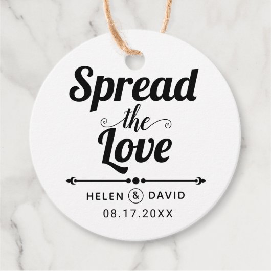 Verbreitung der Liebe elegante Typografie Hochzeit Geschenkanhänger (Vorderseite)