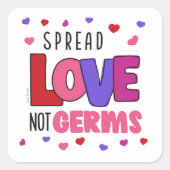 Verbreitung der Liebe nicht Germs Valentines Hand  Quadratischer Aufkleber (Vorderseite)
