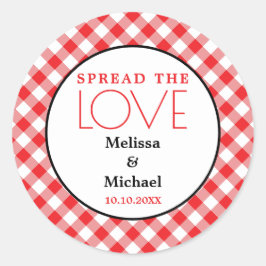 Verbreitung der Liebe Red Gingham Gastgeschenk Hoc Runder Aufkleber