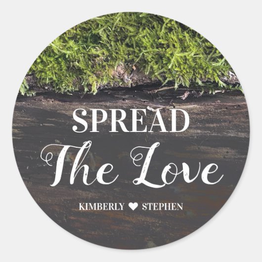 Verbreitung der Liebe rustikale Gastgeschenk Hochz Runder Aufkleber (Vorderseite)