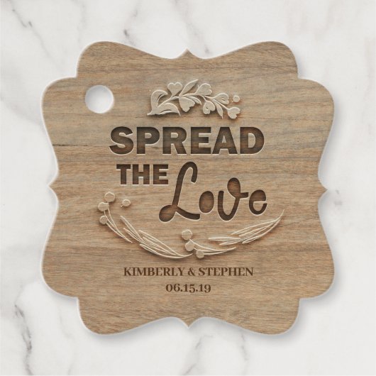 Verbreitung der Liebe rustikale Hochzeit Geschenkanhänger (Vorderseite)