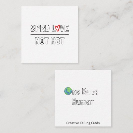 Verbreitung von Liebe nicht hassen Telefonnummerkarte (Vorne/Hinten)