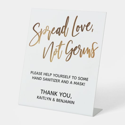 Verbreitung von Liebe, nicht von Keimen mit einfac Sockelschild (Vorderseite)