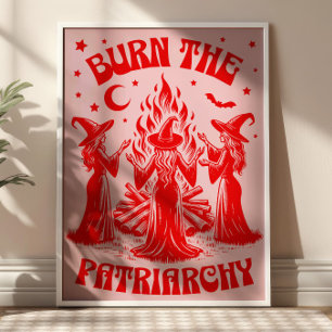 Verbrennt das Patriarchat Rot Vintage Hexen Femini Poster