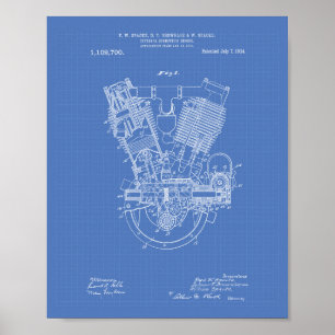 Verbrennungsmotor 1914 Patent Blaupause Poster