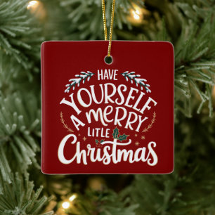 Verbringe eine fröhliche kleine Weihnachtsfeier Keramikornament