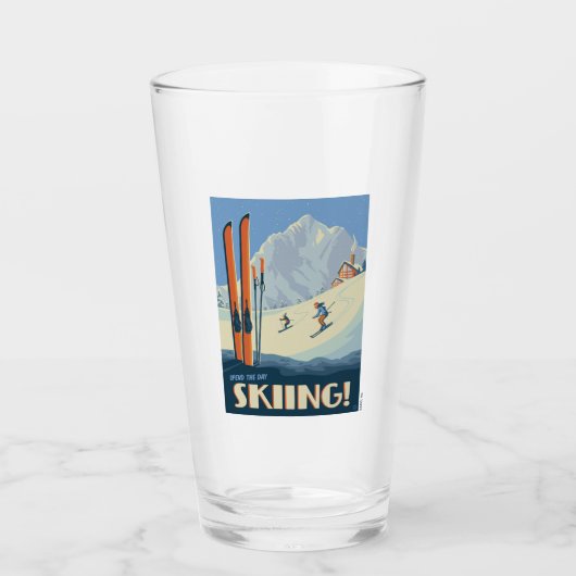 Verbringen Sie den Tag Ski Vintag Glas (Vorderseite)