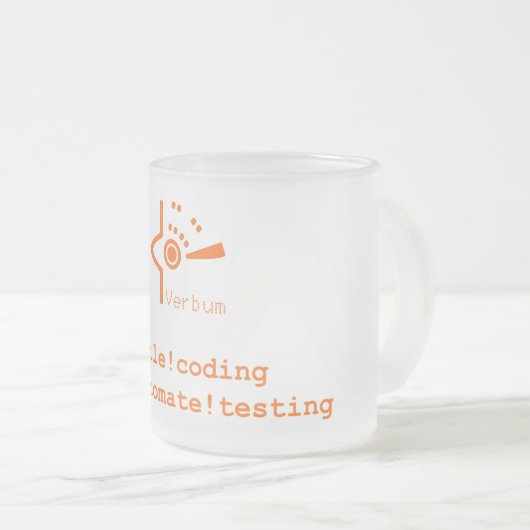 Verbum Froted Tasse (orange Logo) (VorderseiteRechts)