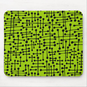 Verbundene Felder - Schwarz auf grün Mousepad