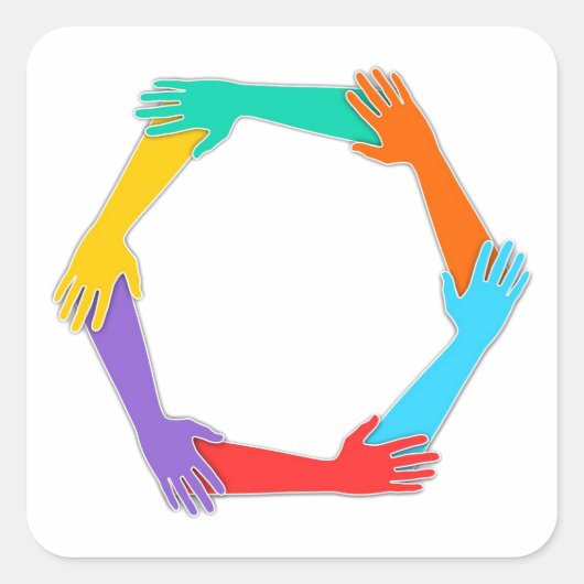 Verbundene Hände Quadratischer Aufkleber (Vorderseite)