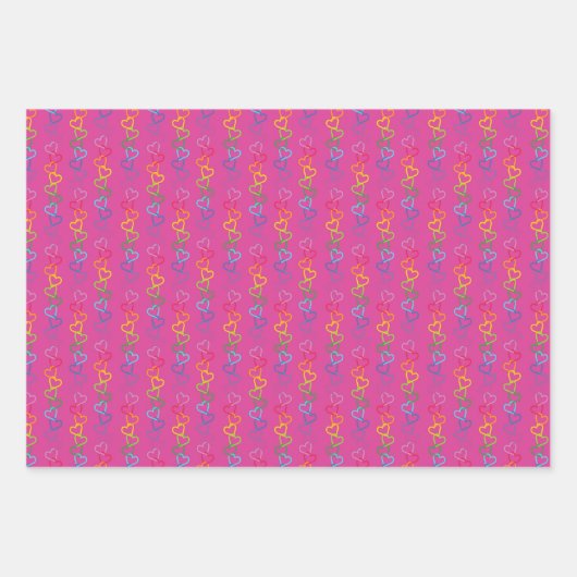 Verbundene Herzen der Liebe auf rosa Hintergrund Geschenkpapier Set (Vorderseite 3)