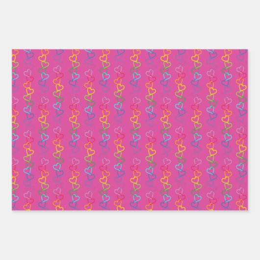 Verbundene Herzen der Liebe auf rosa Hintergrund Geschenkpapier Set (Vorderseite 2)