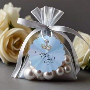 Verbundene Herzen Kalligrafie - Blaue Perle/Gold Geschenkanhänger