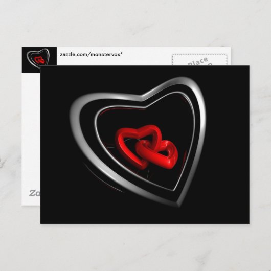 Verbundene Herzen Postkarte (Vorne/Hinten)