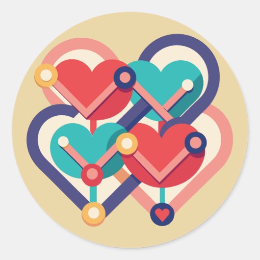 Verbundene Herzen Runder Aufkleber (Vorderseite)