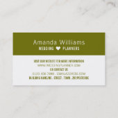 Verbundene Hochzeitssender, Veranstaltungsplaner Visitenkarte (Rückseite)