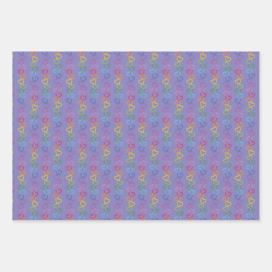 Verbundene Liebe Herz auf lila Hintergrund Geschenkpapier Set (Vorderseite 3)