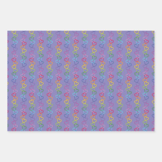 Verbundene Liebe Herz auf lila Hintergrund Geschenkpapier Set (Vorderseite 2)