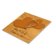 Verbundene Orangenherz-Verbindung Personalisiert Fliese (Seite)