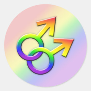 Verbundene Regenbogen-männliche Symbol-Aufkleber Runder Aufkleber