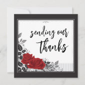 Verbundene romantische Rote Rosen flach Dankeskarte (Vorderseite)