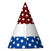 Verbundene weiße Punkte auf Retro Red Bright Navy Partyhütchen (Rückseite)