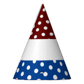 Verbundene weiße Punkte auf Retro Red Bright Navy Partyhütchen (Links)