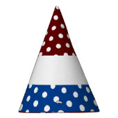 Verbundene weiße Punkte auf Retro Red Bright Navy Partyhütchen (Rechts)