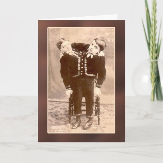 Verbundene Zwillings-Vintage Karten und Postkarten (Vorderseite)