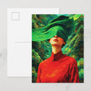 Verbundenene Frau in Roter Natur-Fusion-Impasto Postkarte