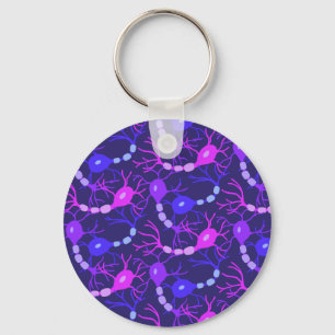 Verbundenes Neuron Neon Violett Schlüsselanhänger